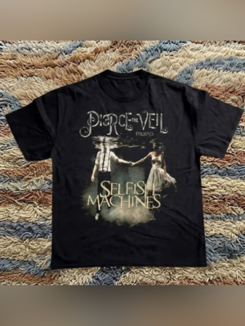 Vintage Black Graphic 'Selfish Machines' Short Sleeve Tee